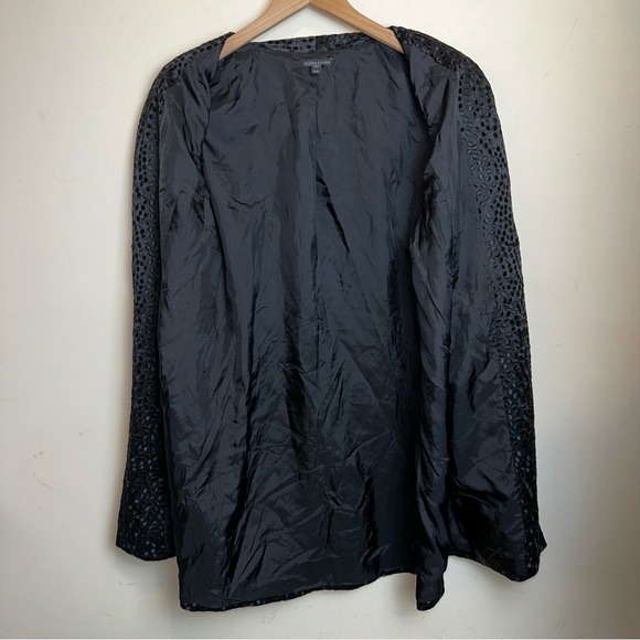 Eileen Fisher Silk Jacket Womens Med Black Polka Dot Long Sleeve Mid Length Goth - Picture 3 of 10